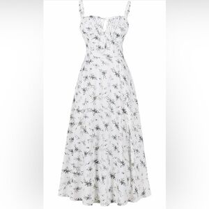 Amazon Floral Corset Dress Split Thigh NWT in white/grey